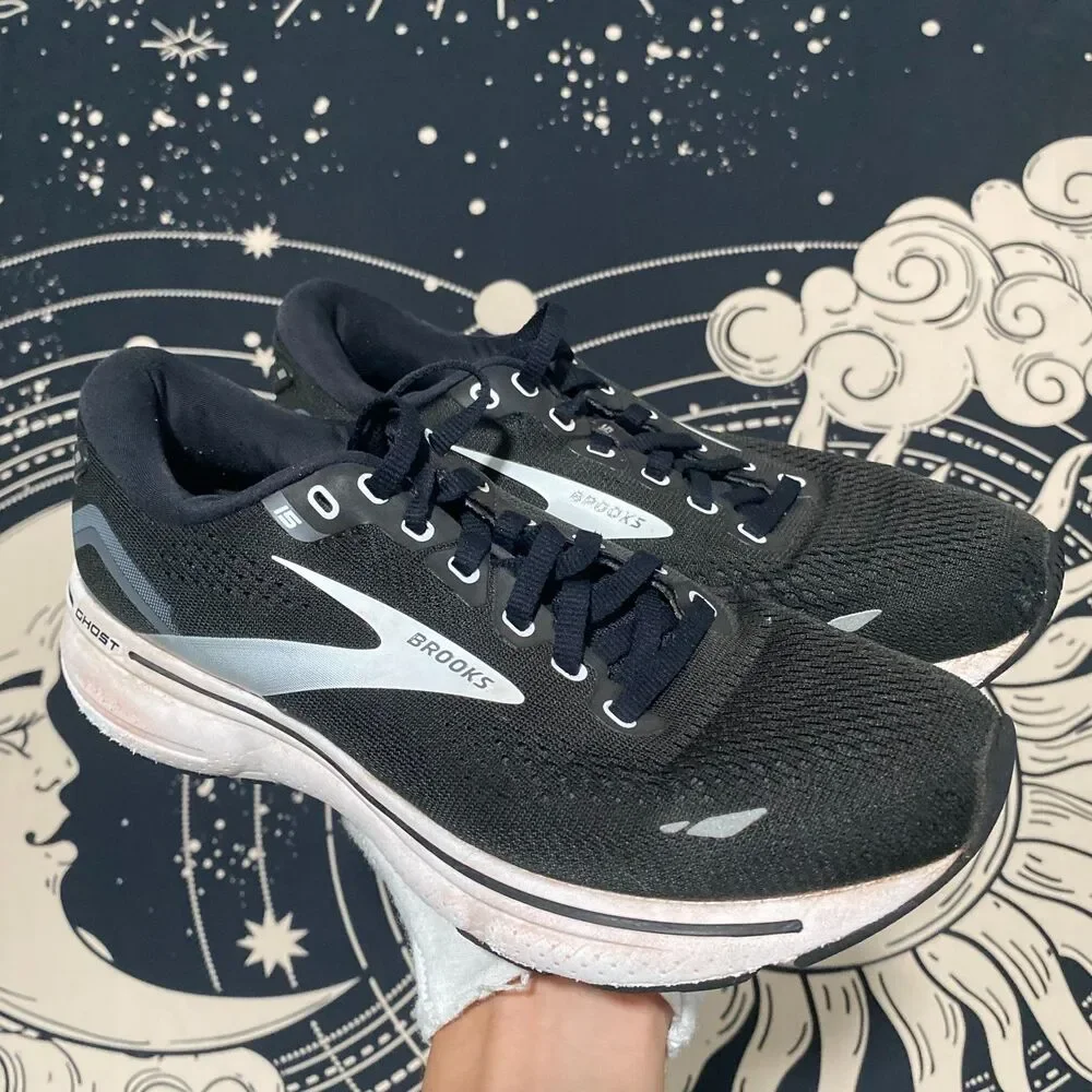 Brooks Ghost 15 1203801B012 Athletic Sneaker Women's 7B Black Mesh Running Gym